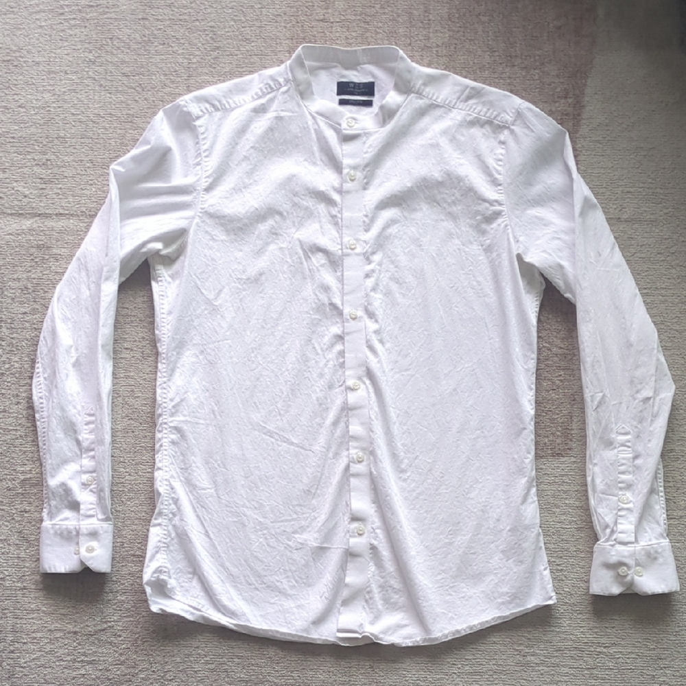 WES Men's White Button-Up Shirt Ultra Slim Fit Size 42